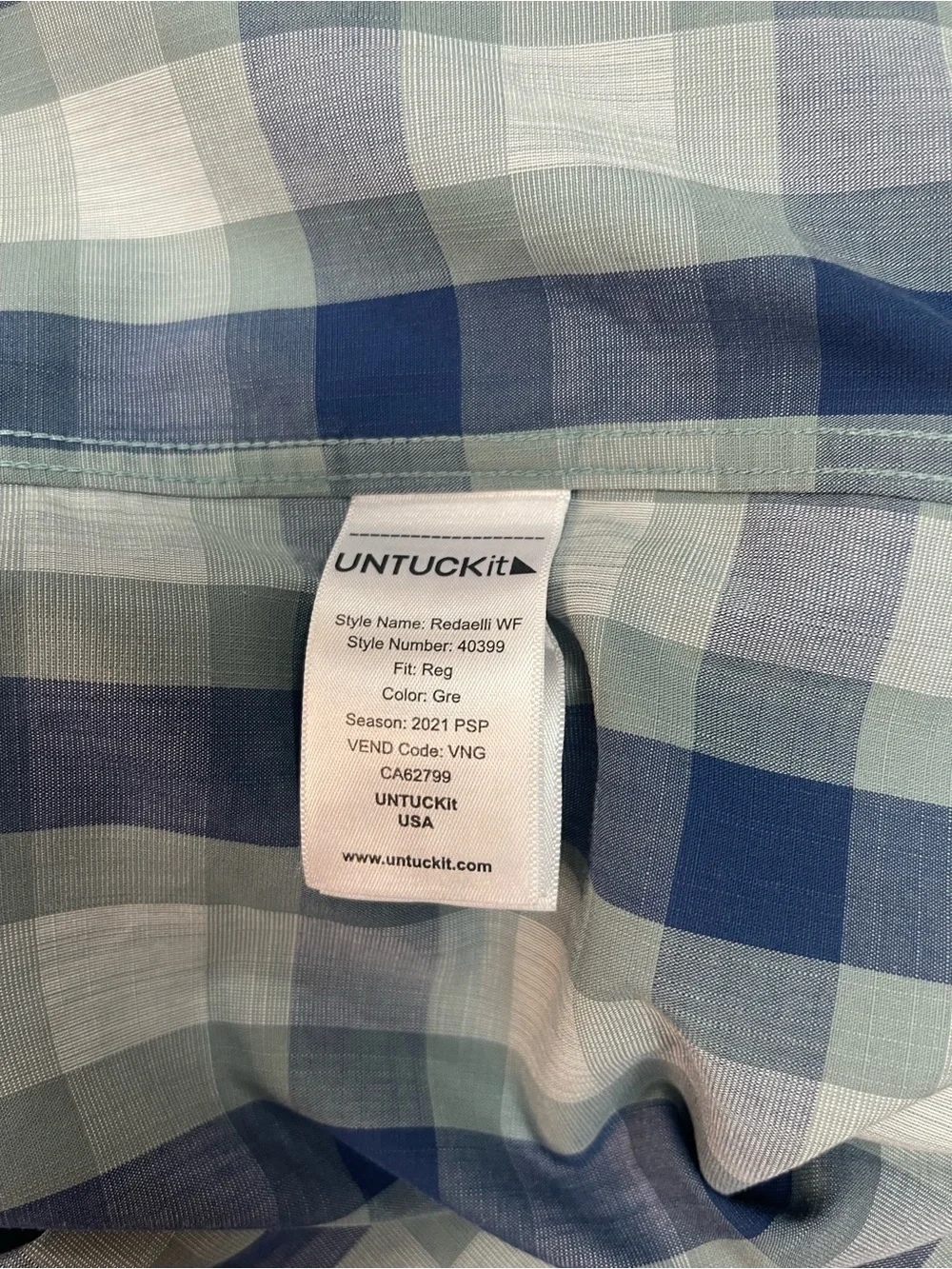 UNTUCKit Redaelli Wrinkle Free Button Down Shirt Blue Gray